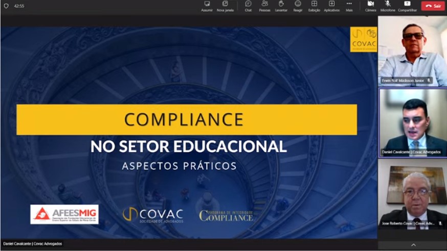 Webinar: Compliance no Setor Educacional, ministrado pelos sócios da Covac.
